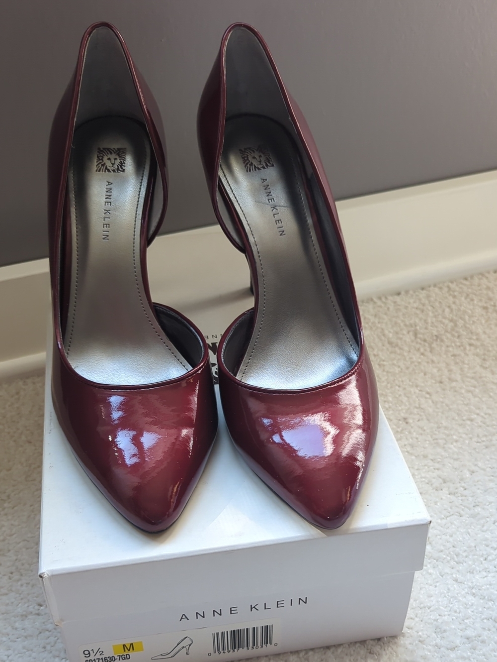 Anne Klein Patent Pointed-Toe Pumps in Burgundy